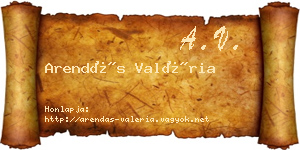 Arendás Valéria névjegykártya